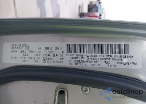 2019 Ram 1500 Classic Warlock 4X2 5'7 Box from USA, damaged, VIN 1C6RR6LGXKS702169